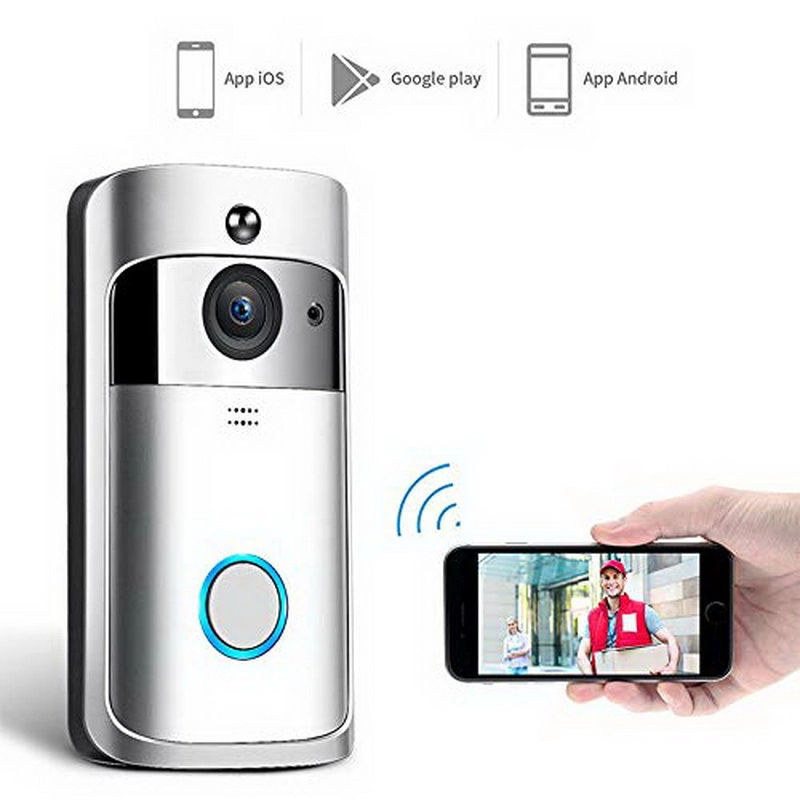 Wireless Doorbell APP Control Smart Visual Recording Two Way Audio Doorbell HD 720p Wireless WiFi Night Vision Intercom Camera