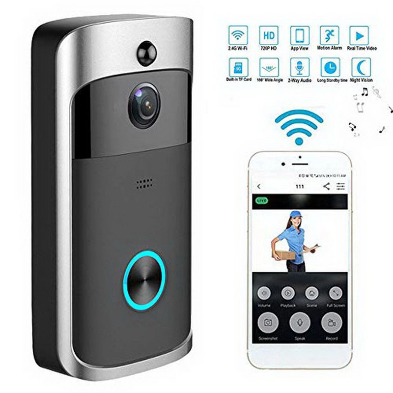 Wireless Doorbell APP Control Smart Visual Recording Two Way Audio Doorbell HD 720p Wireless WiFi Night Vision Intercom Camera