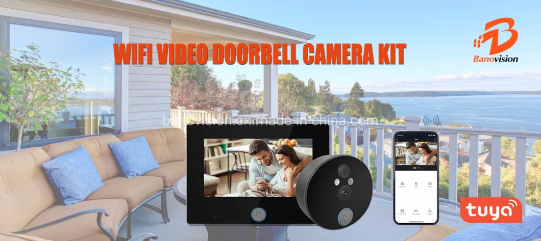 Banovision Wireless Tuya Video Doorbell Phone IP Doorbell Intercom System with Camera and 4.3inch Monitor 720p Camera Night Vision, Remote Unlock Door Release