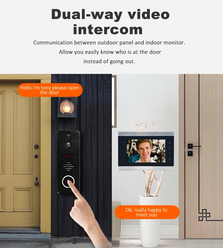 HD 10 Inches Video Door Intercom System Home Security Intercom 4 Wire Video Door Phones